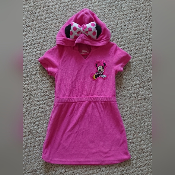Disney Minnie Mouse Hooded Terry Swimsuit Cover-Up with Ears Zip-Up Robe SIZE 3T - Picture 1 of 9